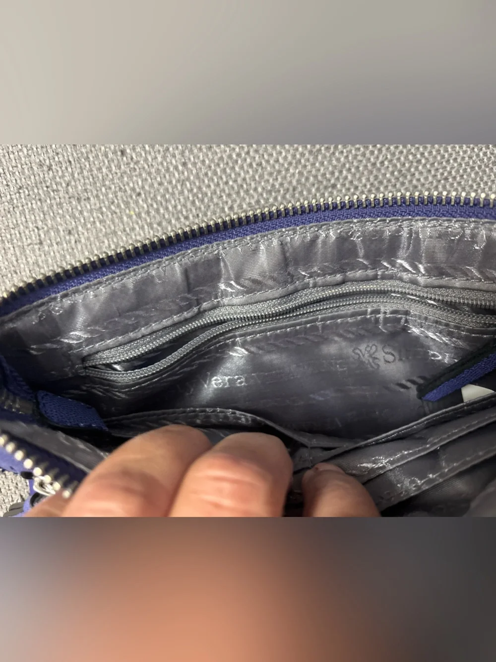 Vera Wang Purple Leather Wristlet Clutch